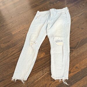 LOFT Light Blue Distressed Skinny  Ankle Jeans